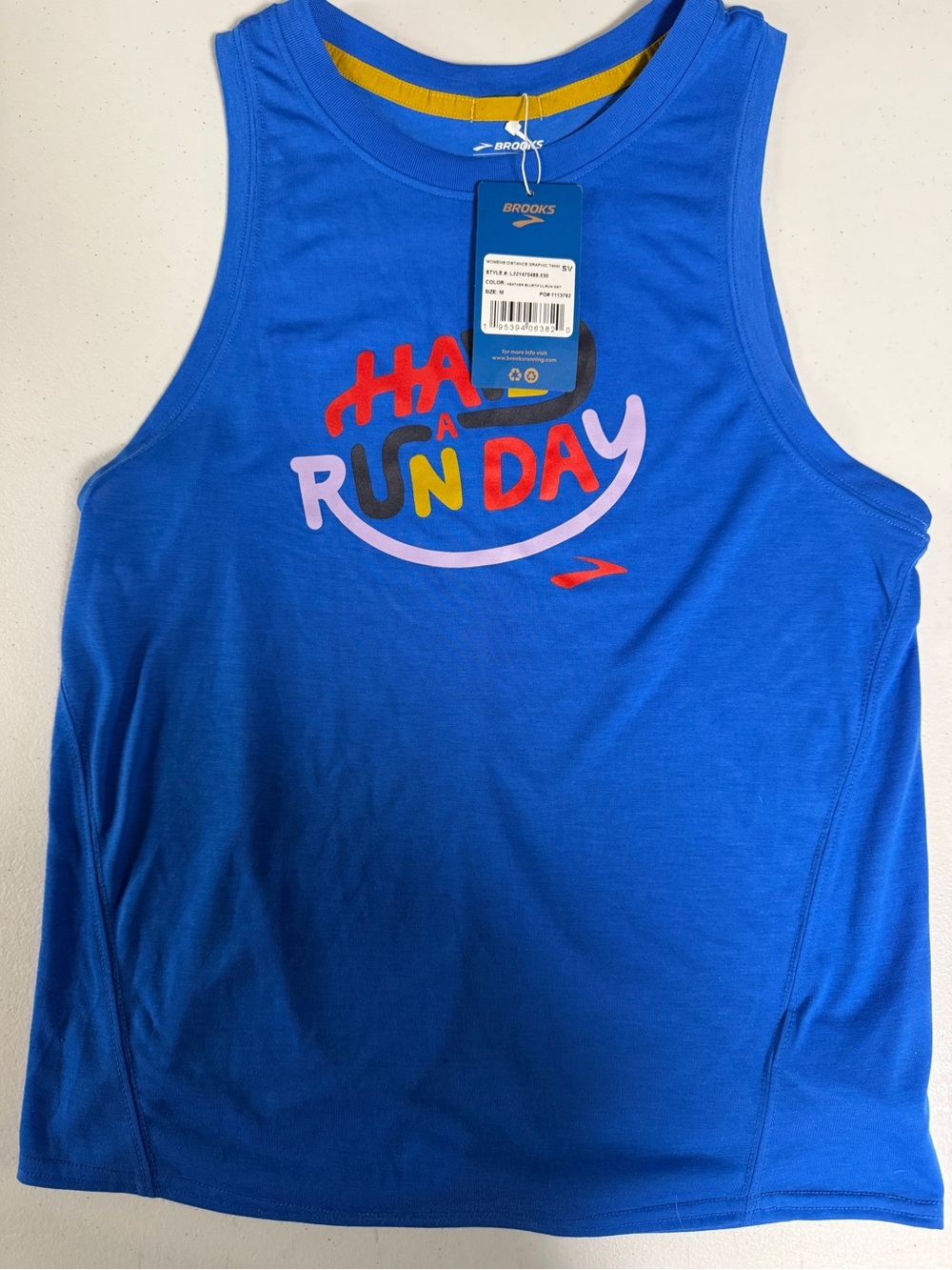 Brooks Sports Have A Run Day Royal Blue Tank Womens Size Medium Style L221470